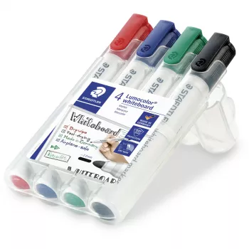 Pennarello Staedtler Lumocolor 351 WP4 punta bullet nero blu verde rosso