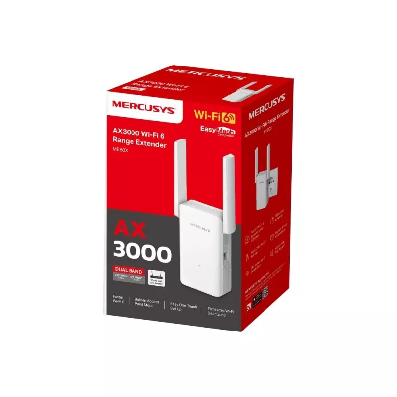 Mercusys ME80X extender di rete, bianco 100, 1000 Mbit/s