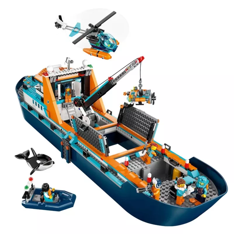 Giocattolo da costruzione LEGO City nave da spedizione artica 60368 — 815 pezzi, 7+ anni, include 4 minifigure