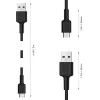 Aukey CB-CA2 OEM cavo da USB-C a USB-A, rivestimento in nylon intrecciato, 2 m, nero
