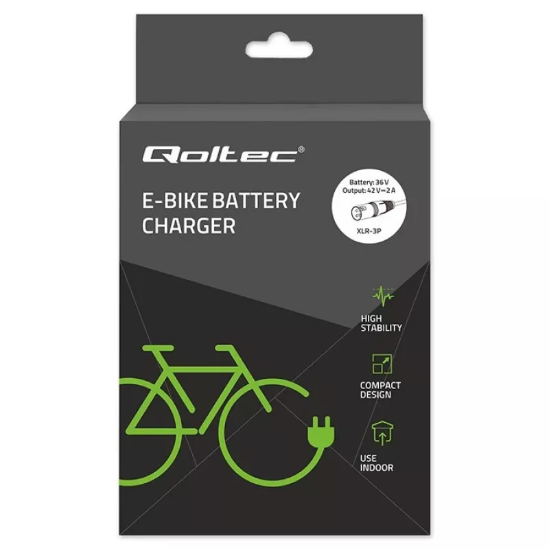 Caricabatterie per e-bike 36V 42V 2A 3P XLR 18mm
