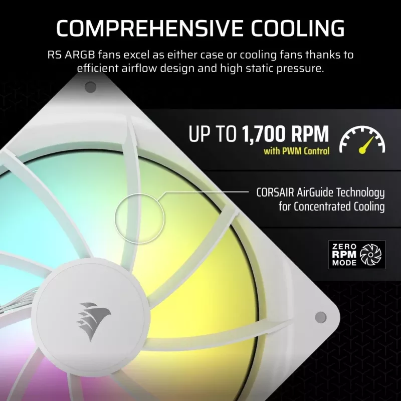 Ventola Corsair RS140 ARGB 14 cm bianco 330-1700 giri/min
