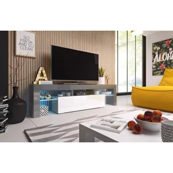 Mobile TV Cama TORO 158 grigio/bianco lucido