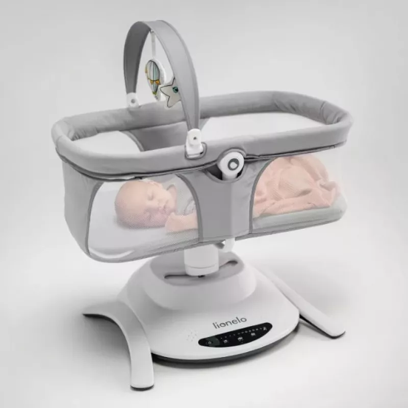 Culla / culla a dondolo Lionelo Bella Set grigio cemento – lettino per neonati con funzione dondolo