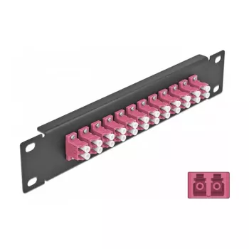 Patch panel fibra ottica DeLOCK 10 pollici 12 porte LC duplex viola 1U nero