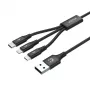 Cavo USB Unitek C14049BK — USB-C a Micro-USB B/Lightning, USB 2.0, 1,2 m, nero