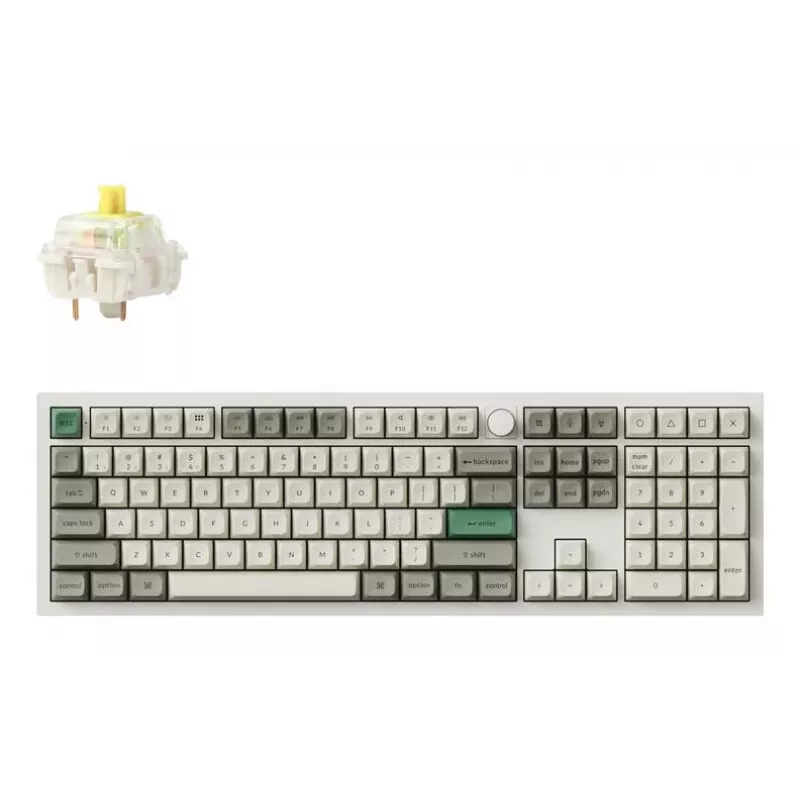 Tastiera meccanica Keychron Q6M-P4 — Full-size 100% con filo e wireless (USB, RF, Bluetooth 5.1), retroilluminazione RGB, bianco, USB-C