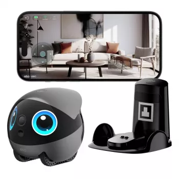 EnaBot Ebo Air 2 Plus robot mobile di sorveglianza domestica con telecamera AI, grigio