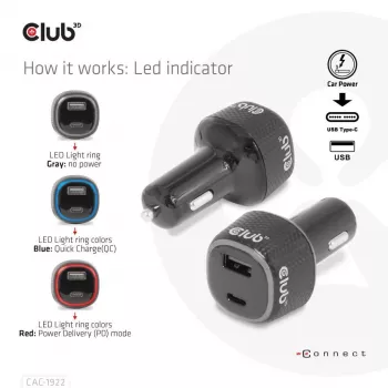 Caricabatterie da auto per notebook/laptop CLUB3D 63 Watt, auto, accendisigari, 24 V, nero