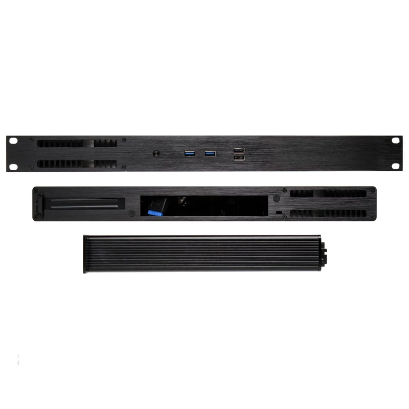 Akasa Galileo TU3 Case Thin Mini-ITX 1U rackmount, senza ventola, OEM, Nero