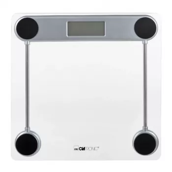 Bilancia pesapersone elettronica CLATRONIC PW 3368 — max 150 kg, precisione 100 g, piattaforma in vetro