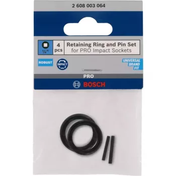 Set anello di fissaggio e perno, per bussole a percussione PRO Impact 1/4, sicurezza nero, 4 pezzi