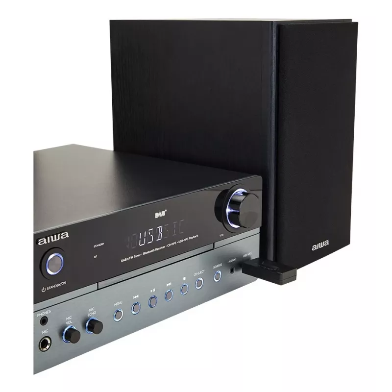 Microsistema audio domestico Aiwa MSBTU-700DAB — 25 W RMS, DAB+/FM, Bluetooth 10 m, vano CD, display LED, nero/blu artico