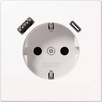 Presa Type F Jung LS1520-15CAWW, 16 A, 50/60 Hz, IP20, custodia in plastica, USB 5 V