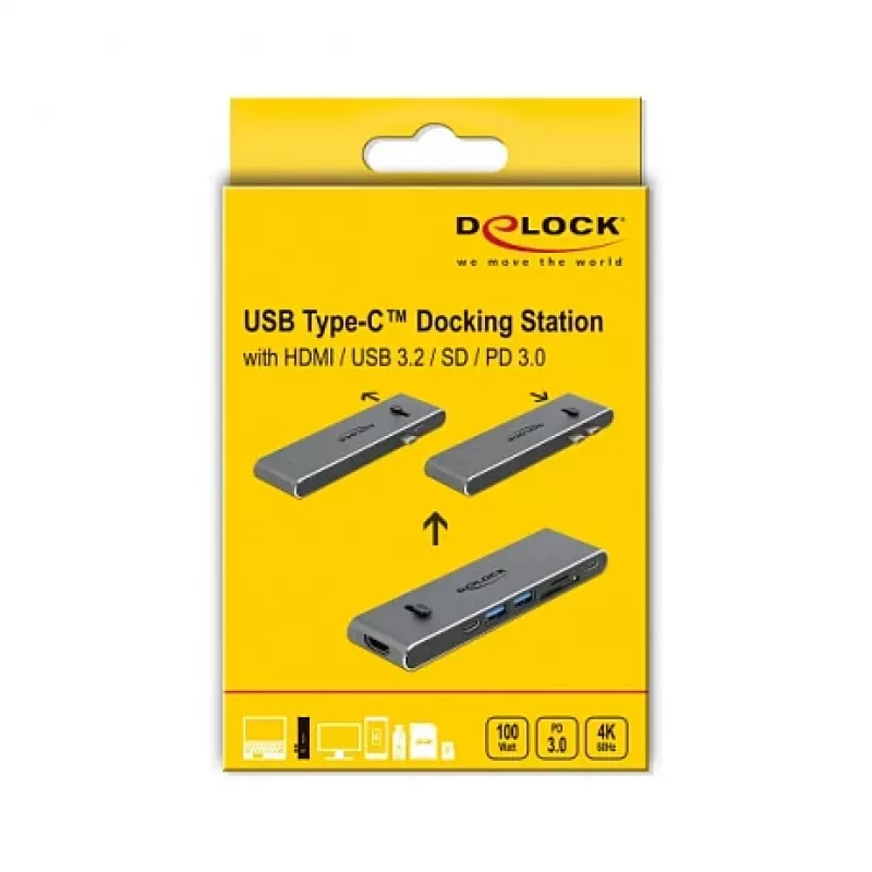 Docking station DeLOCK Dual USB Type-C con HDMI USB 3.2 SD PD 3.0