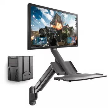 Workstation da parete MACLEAN MC-838 con molla a gas per monitor, tastiera e PC