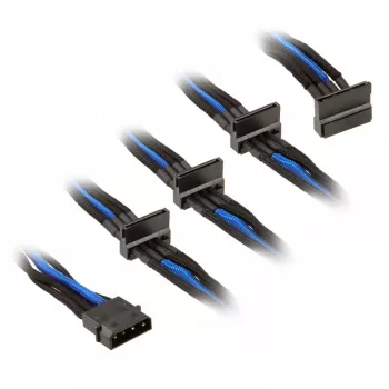 Cavo SilverStone 4 pin Molex a 4x SATA, 300 mm - nero/blu