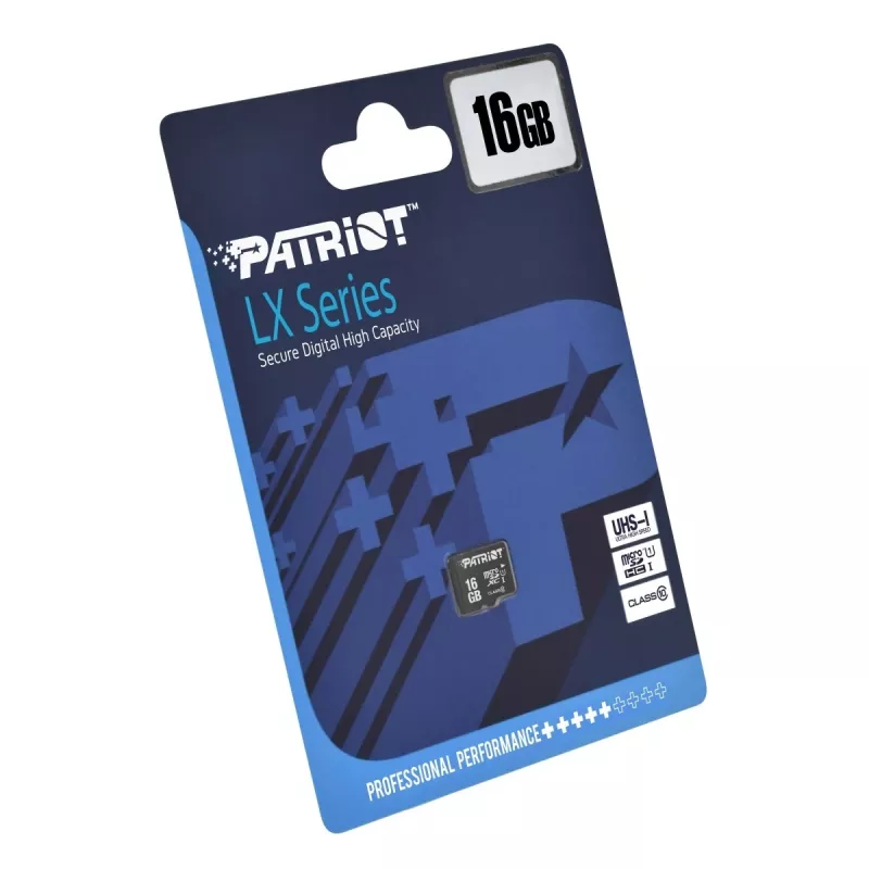 Scheda di memoria MicroSDHC PATRIOT PSF16GMDC10 — 16 GB, Class 10, UHS-I (U1), 80 MB/s, nero
