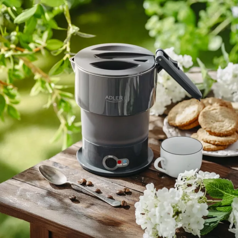 Bollitore elettrico Adler AD 1377G, capacità 0,6 L, 600 W, grigio, plastica/silicone/acciaio inox