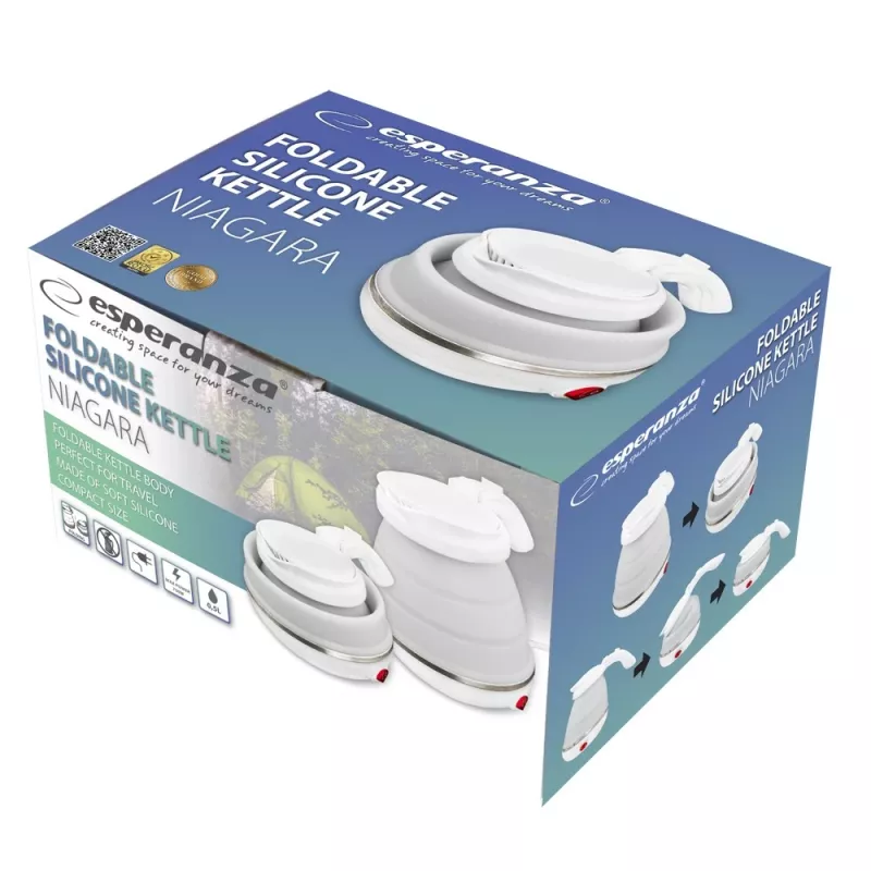 Bollitore elettrico ESPERANZA EKK023 — 0,5 l, 750 W, bianco, acciaio inox e plastica