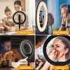 Maclean MCE610 10 Ring Light LED 12W con treppiede e trigger Bluetooth, 3 colori, 10 livelli di luminosità, luminosità regolabile 10% -100%, 160 LED, supporto smartphone, luce di illuminazione