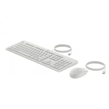 HP 225 G2 Combo mouse e tastiera USB con filo, tasto Copilot – Cashmere White – ESTONE