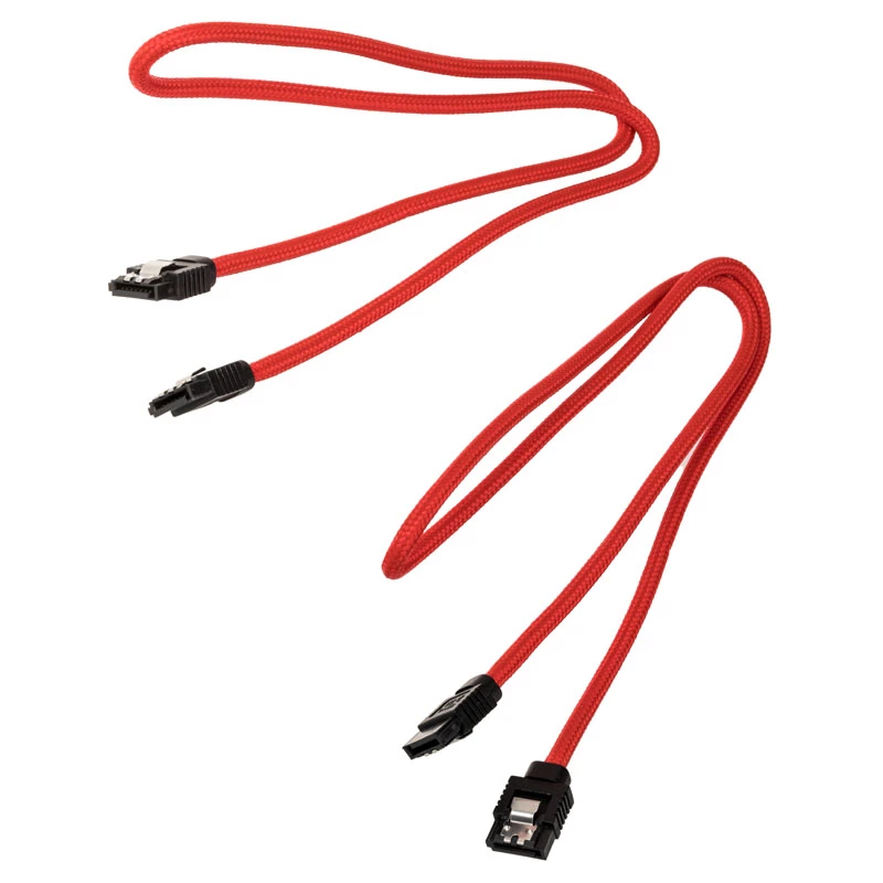 Corsair CC-8900254 Premium Sleeved cavo SATA, SATA (M) a SATA (M), 60 cm, rosso (2 pz.)