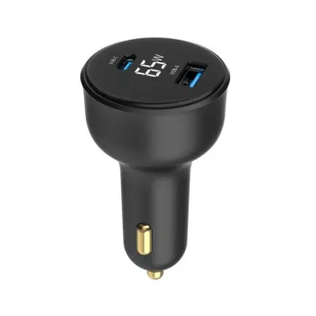 CARICABATTERIE DA AUTO USB 2PORT/TA-UC-AC2PD30LCD-CAR01 GEMBIRD
