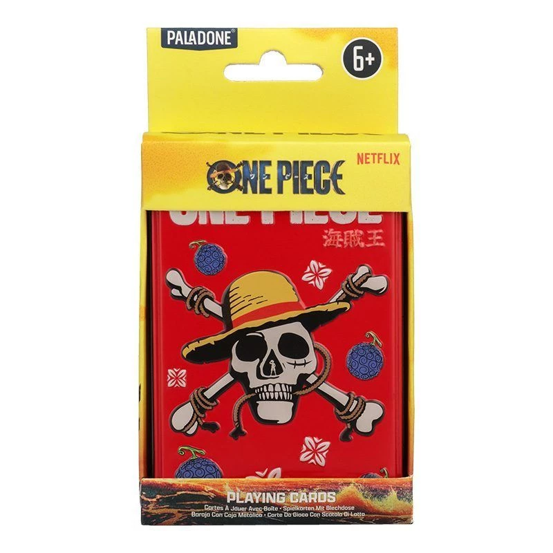 Carte da gioco Paladone One Piece in scatola metallica – formato mazzo standard