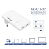 Akyga AK-CH-32 caricabatterie USB-C GaN piatto 65 W, 2 x USB-C PD, bianco