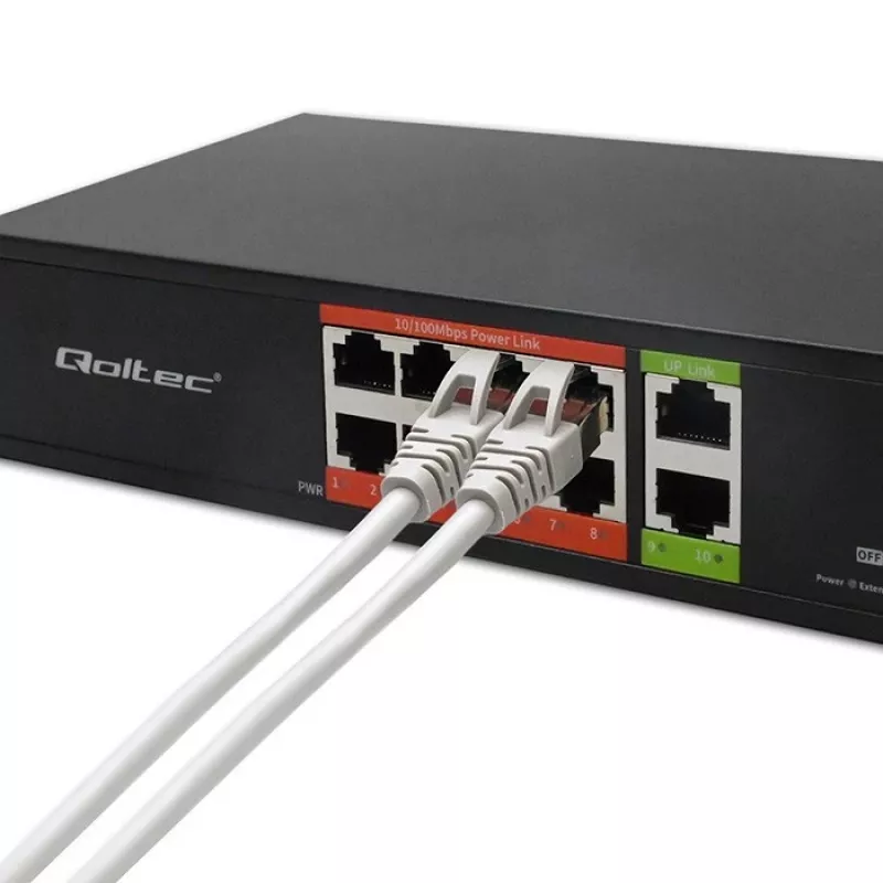 Switch di rete QOLTEC Fast Ethernet PoE 8xRJ45 con 2xRJ45 uplink