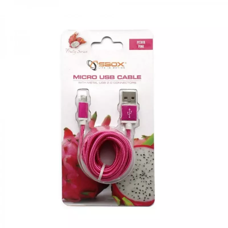 Sbox USB->Micro USB M/M 1,5m USB-10315P Pitaya rosa