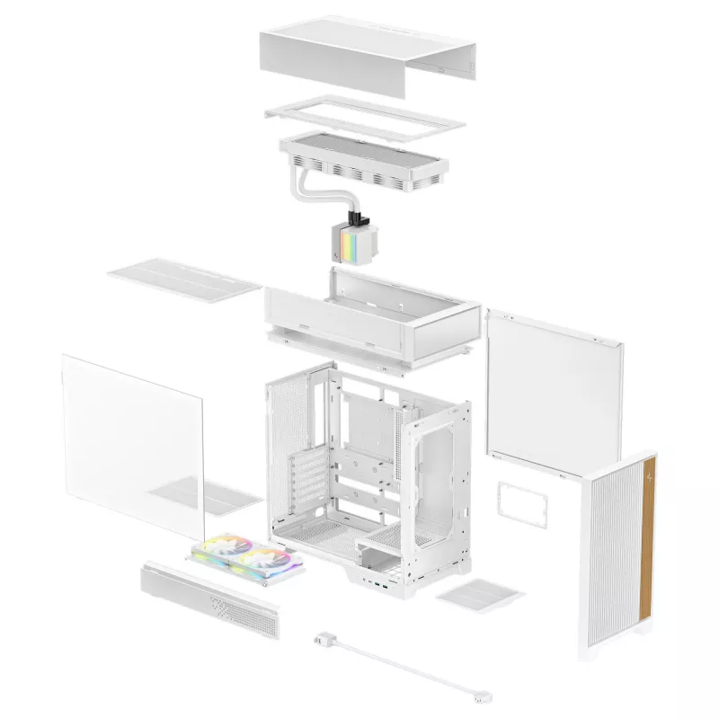 Case per PC desktop DeepCool CL6600 WH — bianco, supporta alimentatori ATX/PS2/SFX/SFX-L, 140 mm anteriore, 120/140 mm superiore/posteriore, unità 2,5 pollici e 3,5 pollici