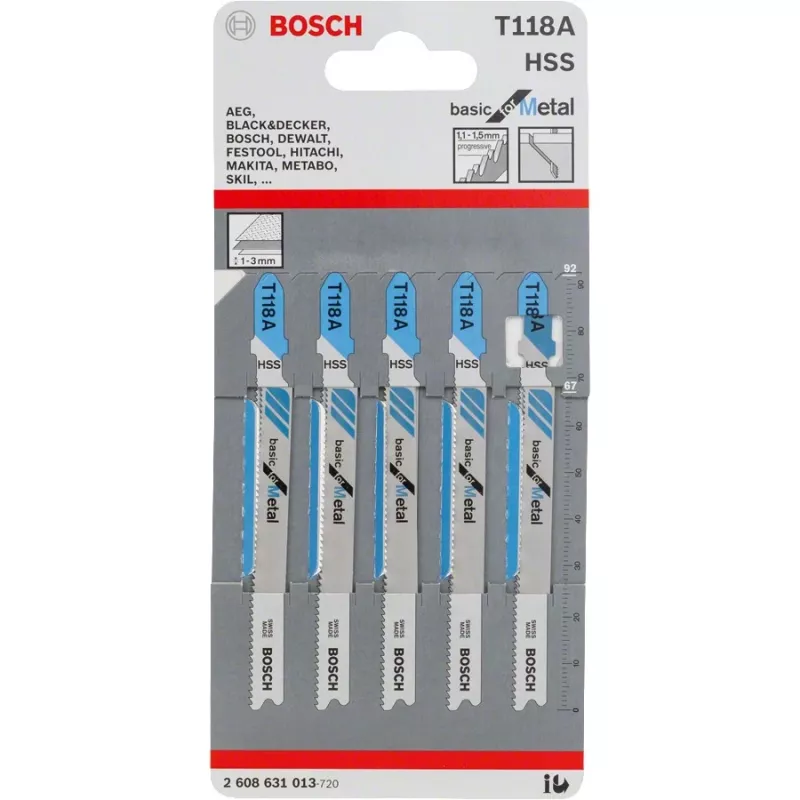 Lama per seghetto alternativo Bosch T 118 A acciaio rapido HSS 5 pezzi