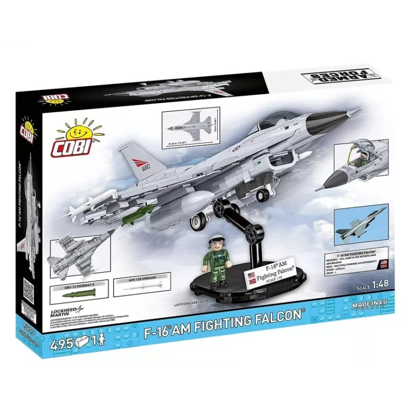 Kit di costruzione Cobi F-16AM Fighting Falcon, 495 pezzi, modello in scala