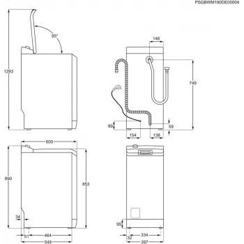 Lavatrice a carica dall'alto Electrolux EW2TN5261FP, 6 kg, 1200 giri/min, cestello 42 l, bianco