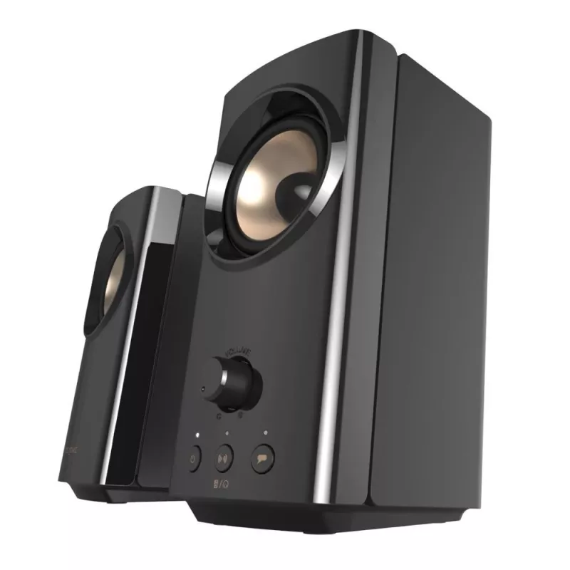 CREATIVE T60 diffusori desktop Hi-Fi compatti 2.0 con dialogo chiaro e surround tramite Sound Blaster SmartComms Kit, connessioni audio USB-C, microfono e cuffie B