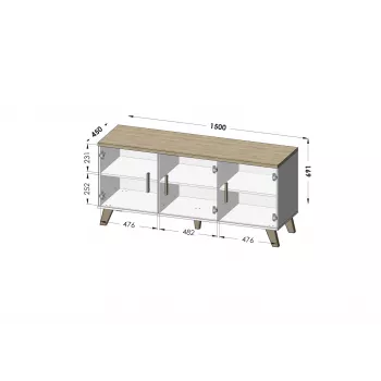 Cama credenza LOTTA 150 3D bianco + sonoma oak