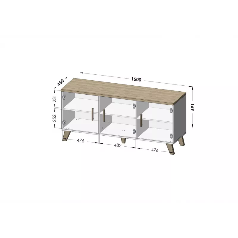 Cama credenza LOTTA 150 3D bianco + sonoma oak