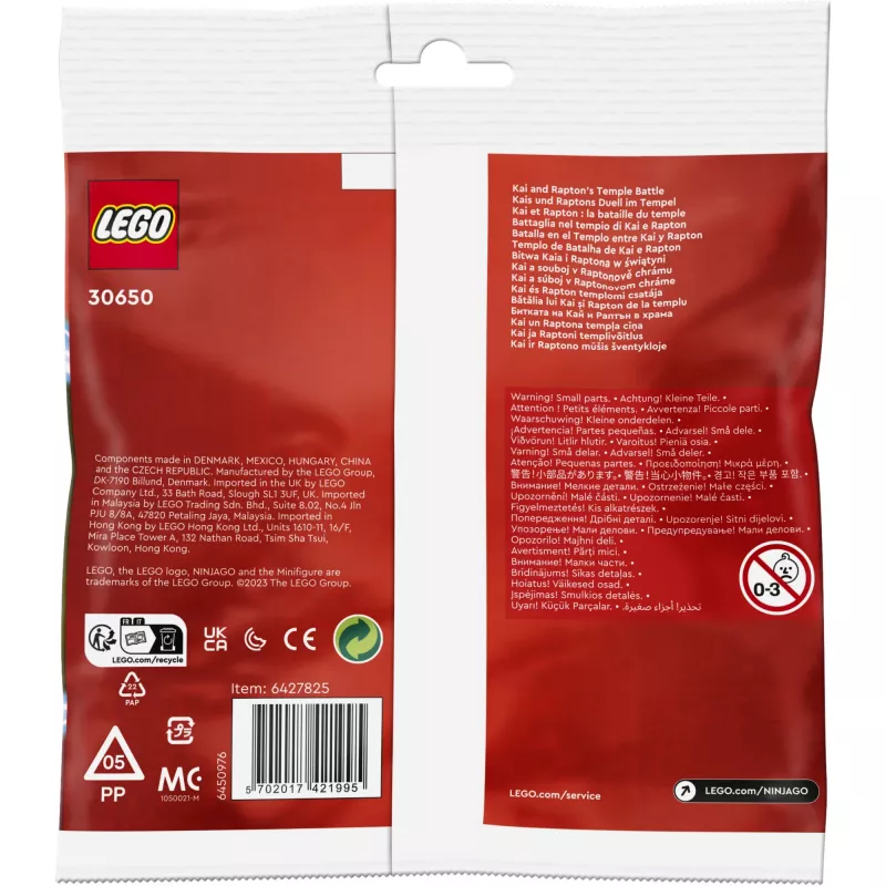 30650 Ninjago Duello di Kai e Rapton nel tempio, set di costruzioni Polybag