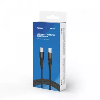 Cavo USB-C a USB-C SAVIO CL-159 1 m, USB 2.0 (480 Mbit/s), nero, 2,1 A