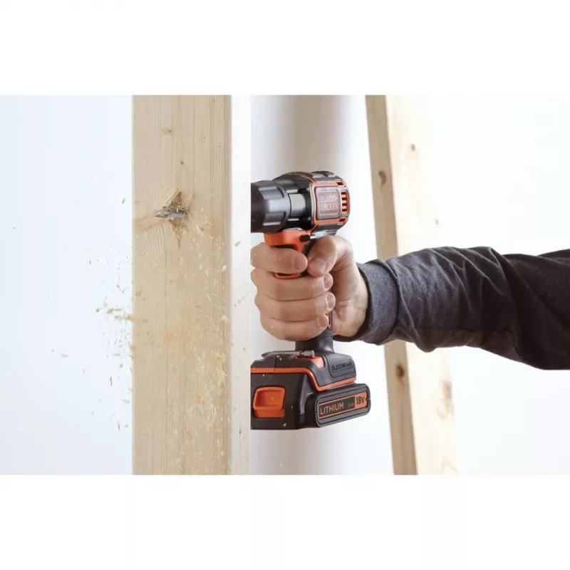 Trapano Black & Decker ASD18K-QW, senza chiave, 1,5 Ah, nero/arancione