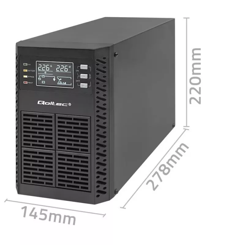 UPS Qoltec gruppo di continuità | 1kVA | 1000W | fattore di potenza 1,0 | LCD | EPO | USB | Online