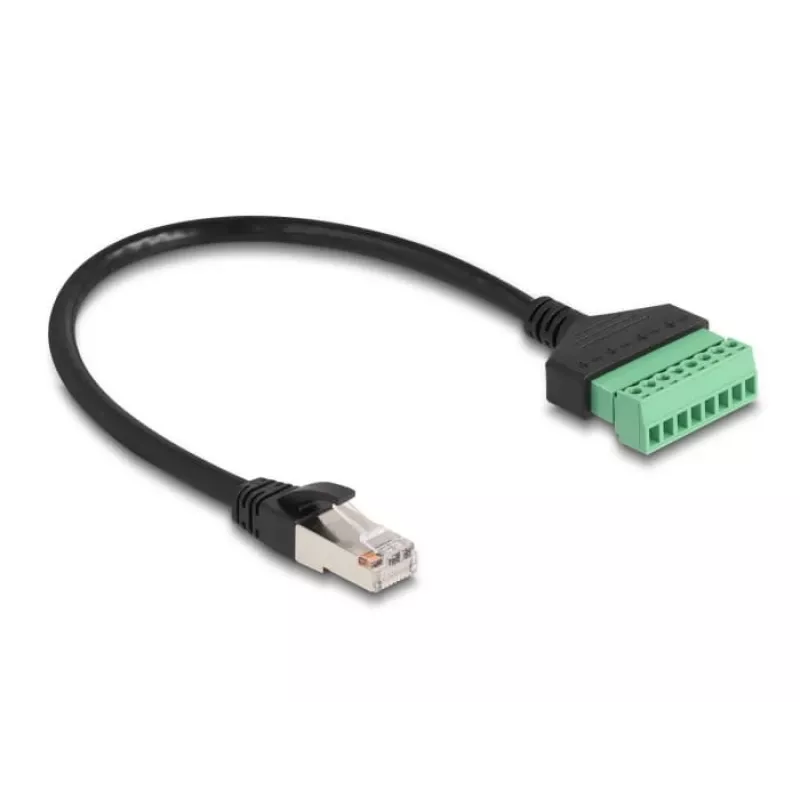 Cavo DeLOCK RJ45 Cat.6 connettore su adattatore per morsettiera 30 cm nero verde