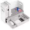 Organizer da scrivania Digitus con caricabatterie Qi acciaio grigio bianco 1 cassetto