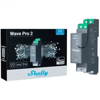 Relè a semiconduttore Shelly Wave Pro 2 2 canali 25 A 110–240 V guida DIN, 868,4 MHz