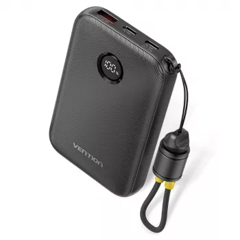 Powerbank Vention FKAB0-C 10000 mAh, 2× USB-C + 1× USB-A, 22,5 W, nero