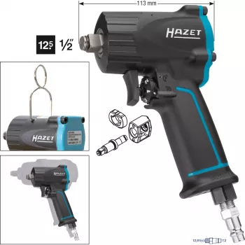 HAZET 9012M - Avvitatore a impulsi - nero - 1/2, 1/4 pollici - 10000 giri/min - 1100 Nm - 610 Nm