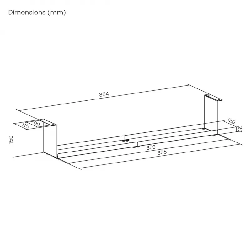 Maclean organizer cavi compatto sotto la scrivania, carico max 5 kg, nero, MC-107 B