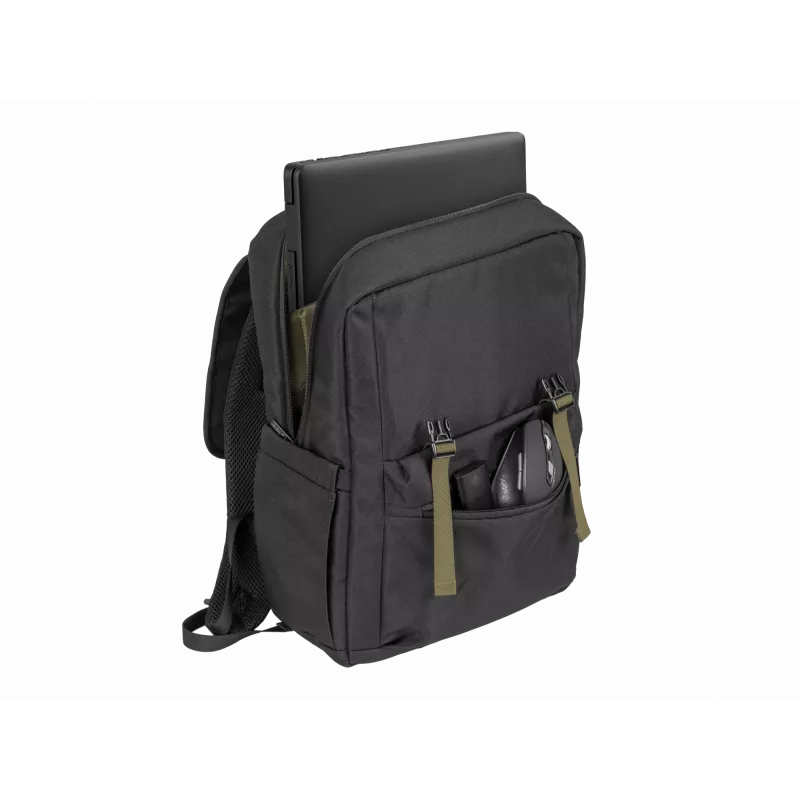 NATEC Niala NTO-2239 zaino per laptop da 39,6 cm (15,6 pollici), 18 L, antispruzzo, poliestere riciclato, nero/verde scuro